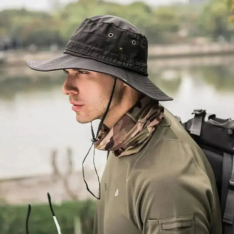 Mandotos Ventilated Explorer's Fedora with wide brim and breathable design for outdoor sun protection.