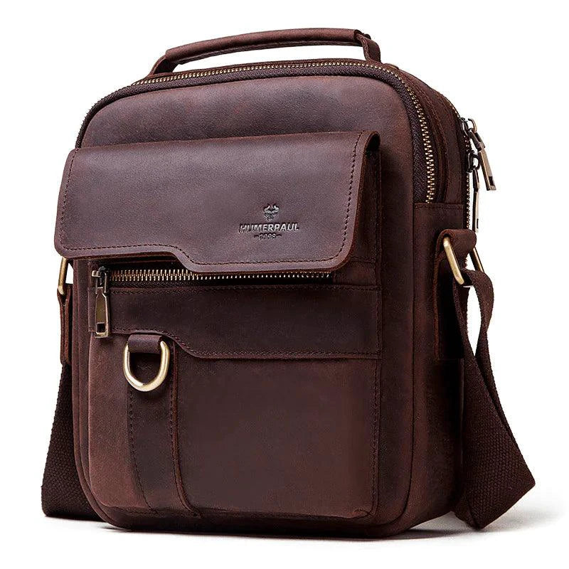 Vintage Leather Messenger Bag - MANDOTOS