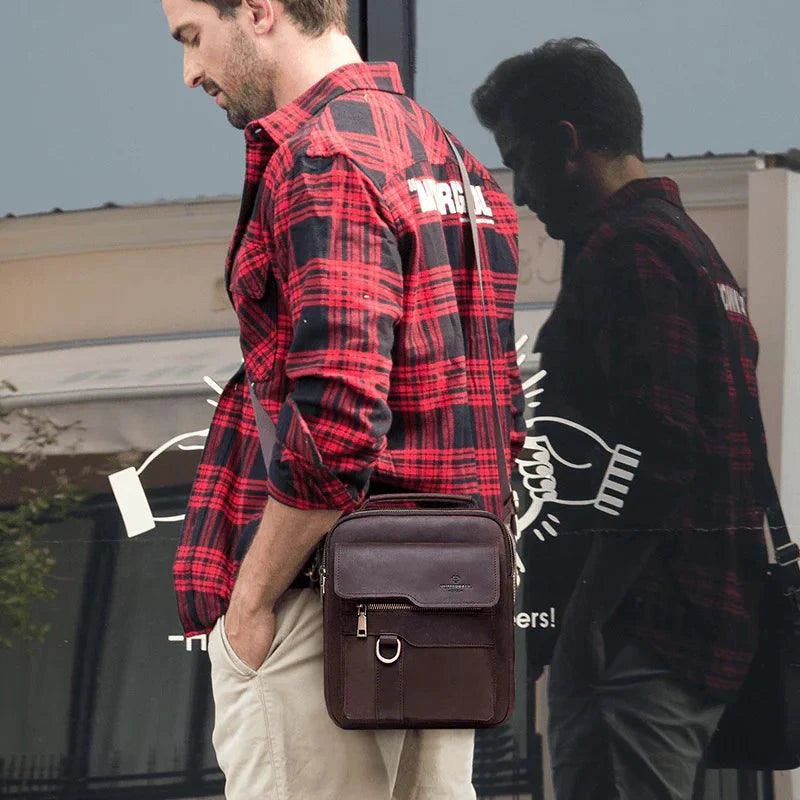 Vintage Leather Messenger Bag - MANDOTOS