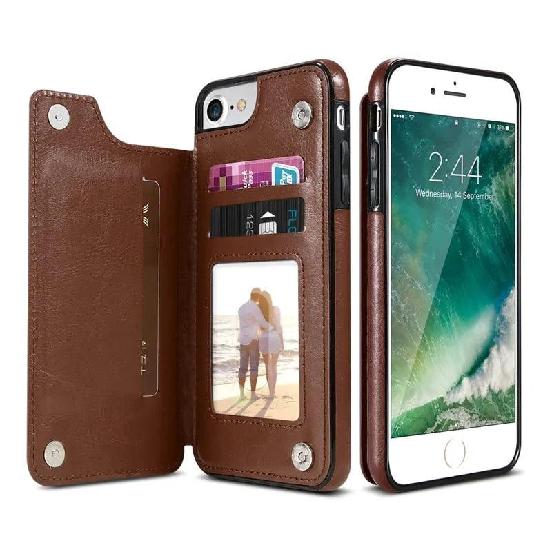 Vintage leather organizer by MANDOTOS featuring multiple compartments and a classic design for travel and organization.