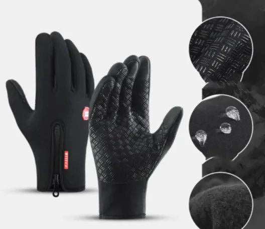 Mandotos WarmRide Touch Gloves in black, featuring touchscreen-compatible fingertips and cozy knit design for cold weather use.