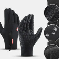 Mandotos WarmRide Touch Gloves in black, featuring touchscreen-compatible fingertips and soft insulation for winter warmth.