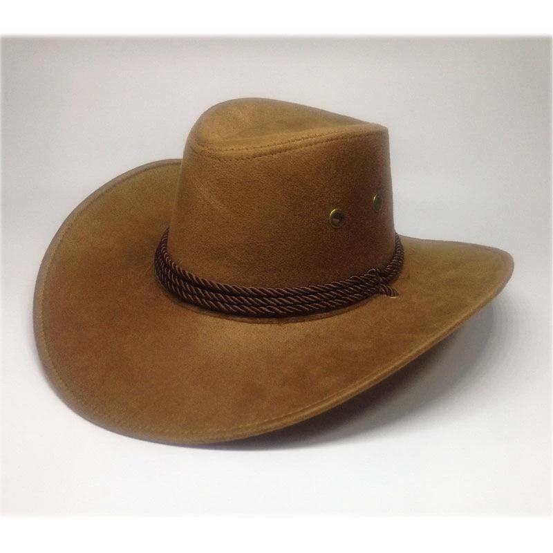 Mandotos Western cowboy hat with wide brim and decorative band, made of durable material for outdoor wear.
