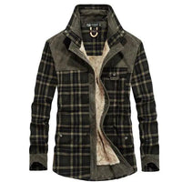 Mandotos men's winter jacket with thick warm fleece lining, pure cotton plaid design, military style coat for cold weather.