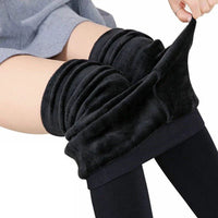 Mandotos winter women's velvet high-waist leggings in solid color, stretchy and warm for cold weather.