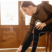 Mandotos winter women's leggings in solid color velvet with high waist, stretchy and warm for cold weather.