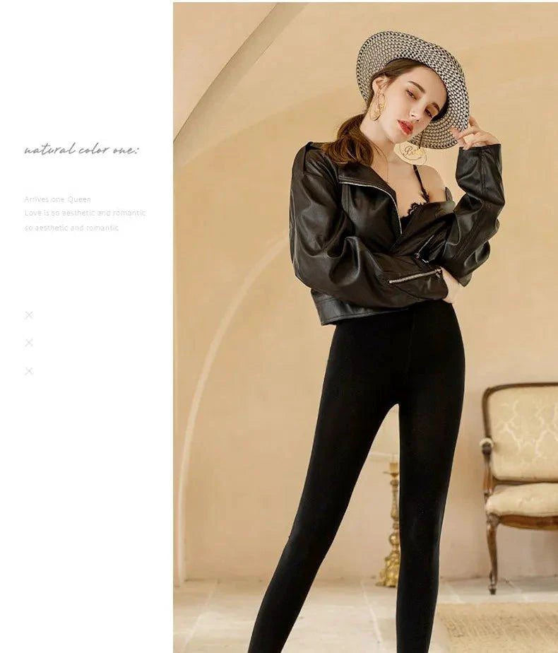 Mandotos winter women's leggings in solid color velvet with high waist, stretchy and warm for cold weather.