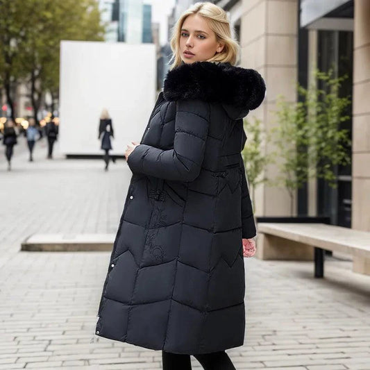Winter Long Coat with Thickened Fur Collar - MANDOTOS