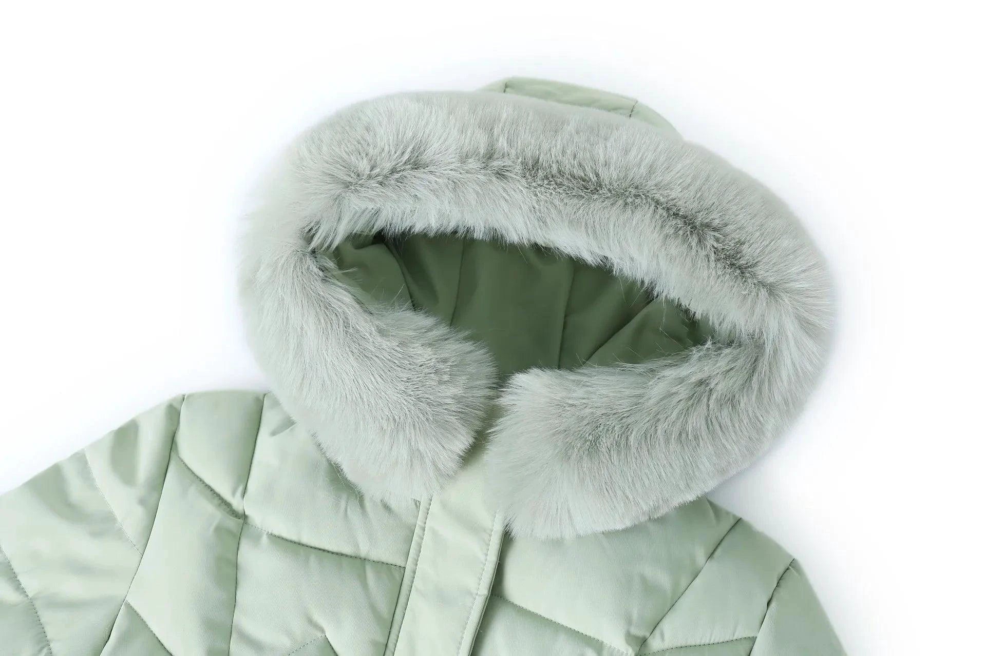 Winter Long Coat with Thickened Fur Collar - MANDOTOS