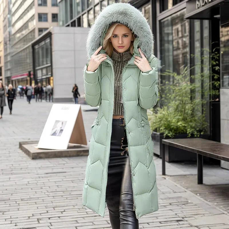 Winter Long Coat with Thickened Fur Collar - MANDOTOS