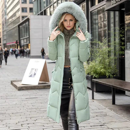 Winter Long Coat with Thickened Fur Collar - MANDOTOS