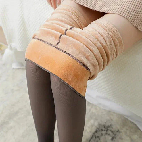 Winter Velvet Fleece Thermal Tights - High Waist Slim Pantyhose - MANDOTOS