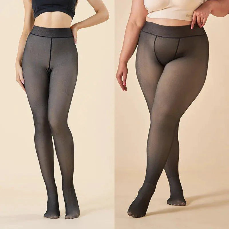 Winter Velvet Fleece Thermal Tights - High Waist Slim Pantyhose - MANDOTOS