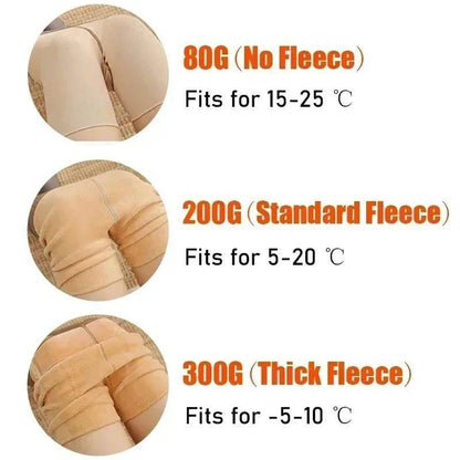 Winter Velvet Fleece Thermal Tights - High Waist Slim Pantyhose - MANDOTOS