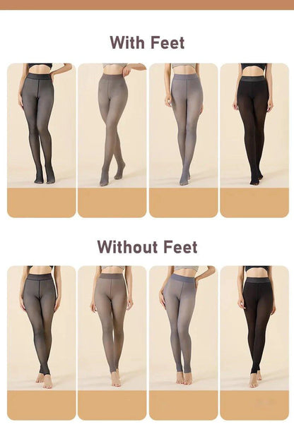 Winter Velvet Fleece Thermal Tights - High Waist Slim Pantyhose - MANDOTOS