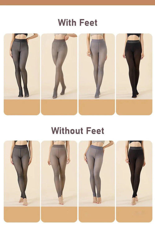 Winter Velvet Fleece Thermal Tights - High Waist Slim Pantyhose - MANDOTOS
