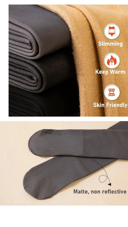 Winter Velvet Fleece Thermal Tights - High Waist Slim Pantyhose - MANDOTOS
