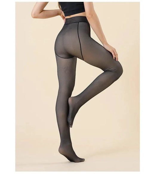 Winter Velvet Fleece Thermal Tights - High Waist Slim Pantyhose - MANDOTOS