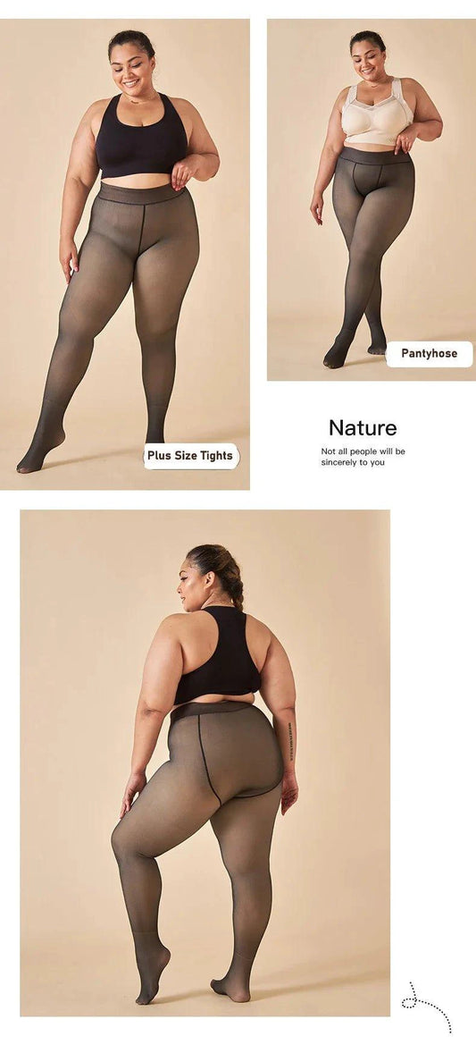 Winter Velvet Fleece Thermal Tights - High Waist Slim Pantyhose - MANDOTOS