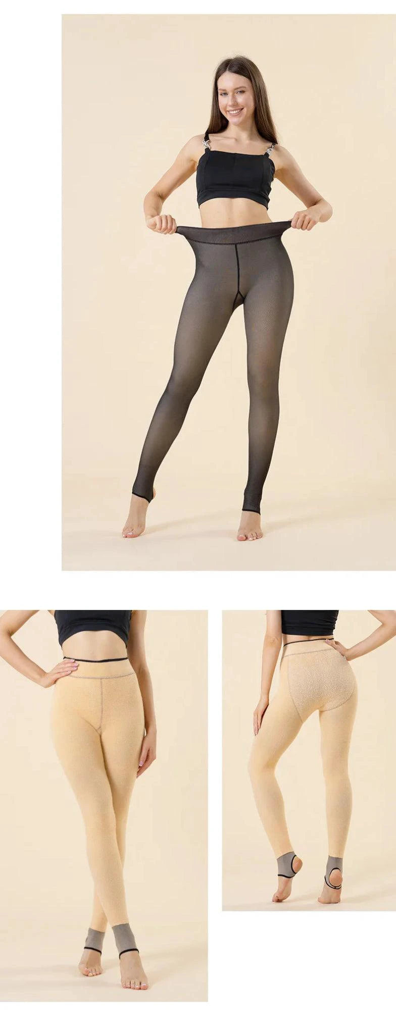 Winter Velvet Fleece Thermal Tights - High Waist Slim Pantyhose - MANDOTOS