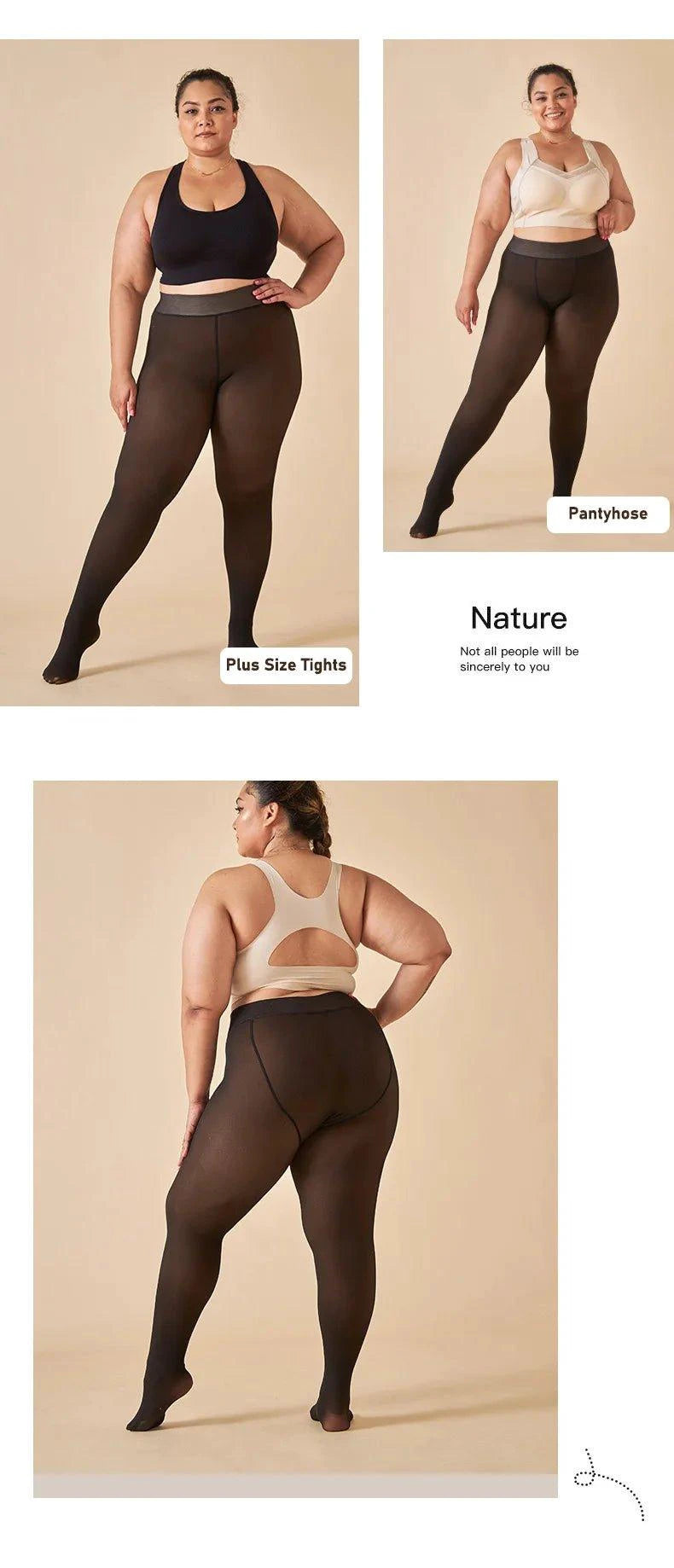 Winter Velvet Fleece Thermal Tights - High Waist Slim Pantyhose - MANDOTOS