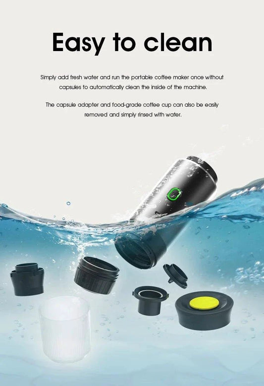 Wireless Electric Portable Espresso Coffee Machine for Car & Home Camping Coffee Maker 3-in-1 Capsule Powder Travel Coffee Maker - MANDOTOS
