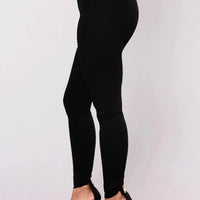 Women’s high waist stretch denim skinny jeans by MANDOTOS, full-length, solid color, with a slimming hip lift design.