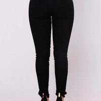 Mandotos women's high waist stretch denim skinny jeans, full length, solid color, hip lift design, slim fit, bleached style.