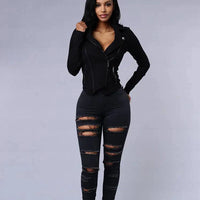 Mandotos women's high waist stretch skinny ripped washed denim jeans, casual Y2K style, tapered fit, and distressed details.