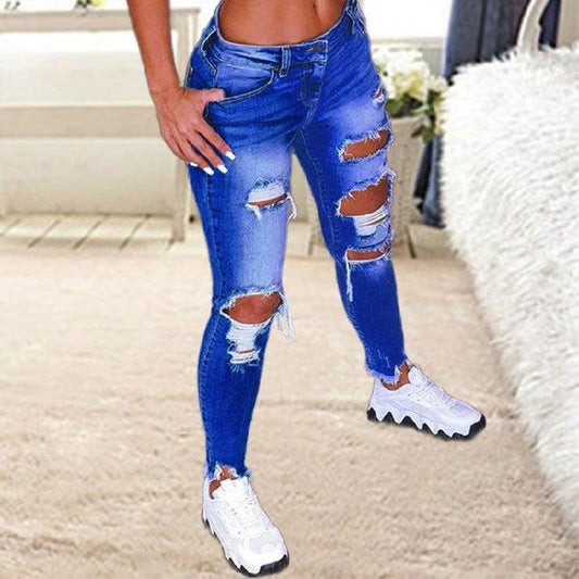 Mandotos brushed denim cargo pants for women, featuring a stretchy, stylish, and versatile fit with a relaxed waistband and multiple pockets.
