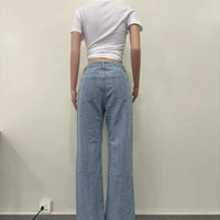 Mandotos burnt flower high waist women's jeans, trendy casual denim trousers for spring and summer, featuring floral print and relaxed fit.
