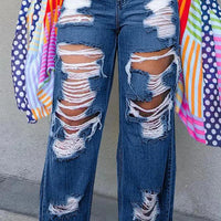 Burnt Flower high waist jeans for women by MANDOTOS, trendy casual denim trousers perfect for spring and summer wear.
