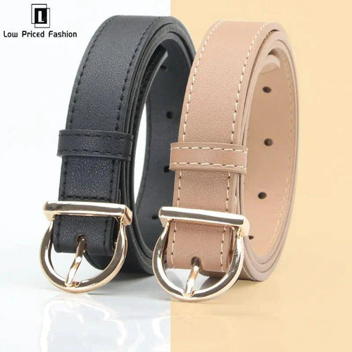 Women's thin fashion belt with pin buckle, genuine leather, soft texture, suitable for cargo pants and jeans, windproof design.