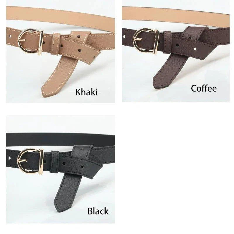 Women's Belt Fashion Pin Buckle Thin Belt Genuine Luxury Soft Belt Women With Cargo Pants Jeans Windproof Belt Pu Leather Belt - MANDOTOS