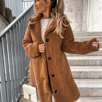 Women’s lamb wool coat by MANDOTOS, featuring a stylish design with a tailored fit and warm, soft fabric.