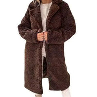 Women's MANDOTOS lamb wool coat featuring a stylish design and cozy fabric, perfect for cold weather.