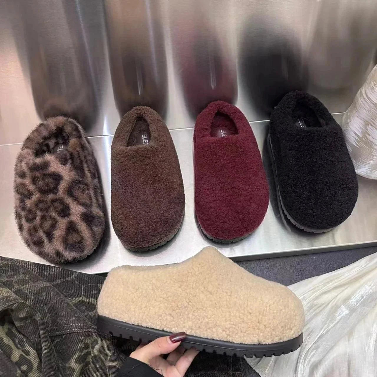Women's Retro Fleece-Lined Platform Shoes - MANDOTOS
