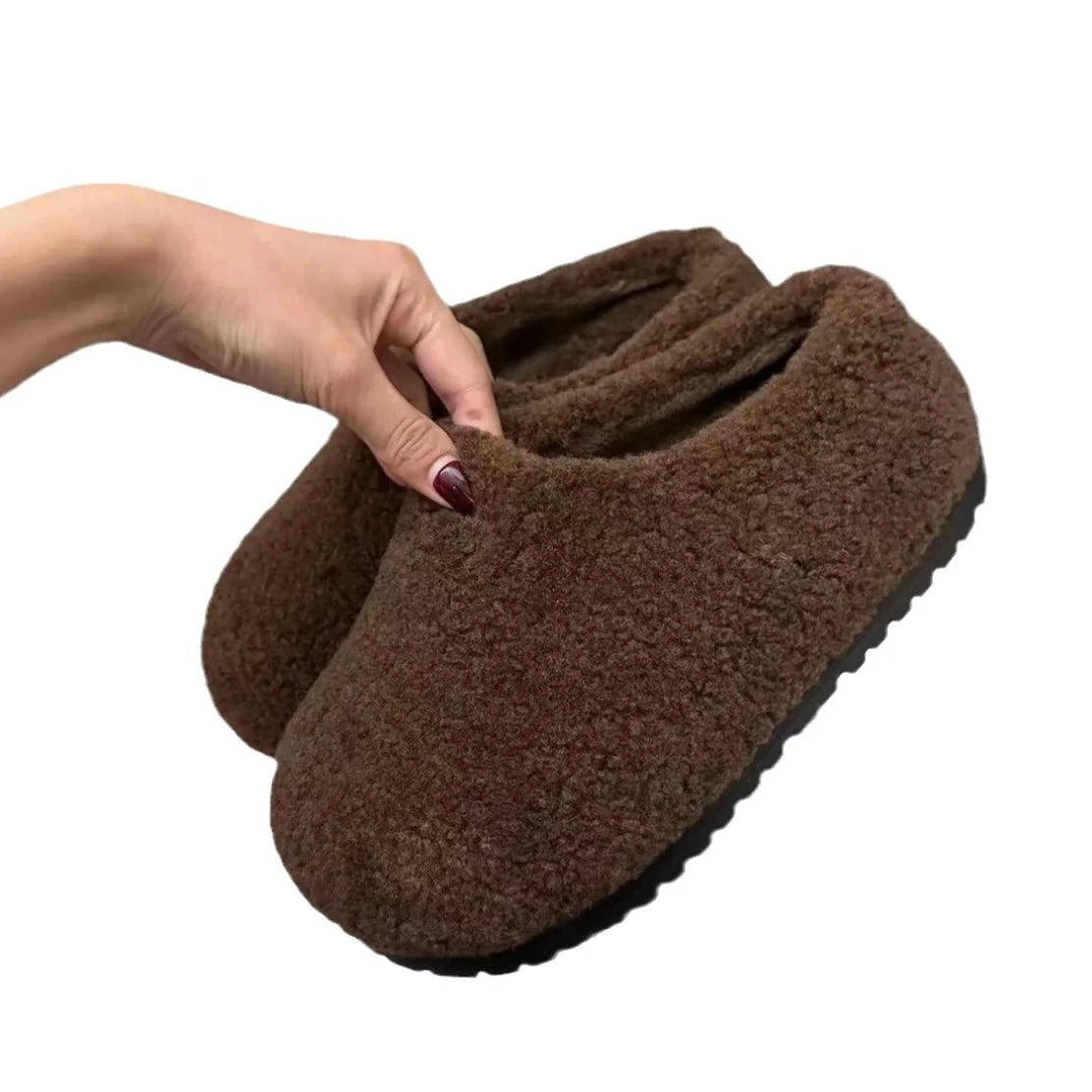 Women's retro fleece-lined platform shoes by MANDOTOS, featuring a chunky heel and vintage-inspired design.