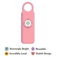 Mandotos women's self-defense safety alarm with keychain and flashing light, portable personal safety device for women.