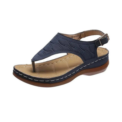 Mandotos Women's Wedge Heel Sandals Casual Flip Flops Solid Color Lightweight Comfort All Day - MANDOTOS