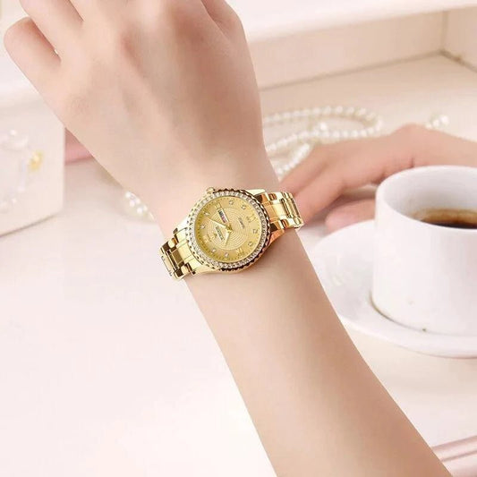 WWOOR Elegance Gold Diamond Quartz Watch - MANDOTOS