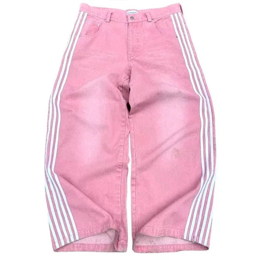 Y2K Baggy Jeans High Quality Embroidered Striped Harajuku Sweatpants Men Women Hip Hop Streetwear Casual Mopping Wide Leg Denim MANDOTOS