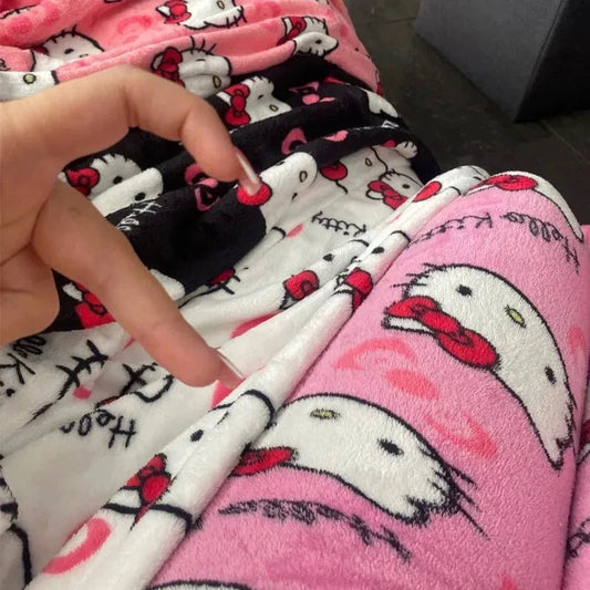 Mandotos Y2K Hello Kitty pajama pants for women featuring Sanrio cartoon design, comfortable sleepwear trousers for home lounging.