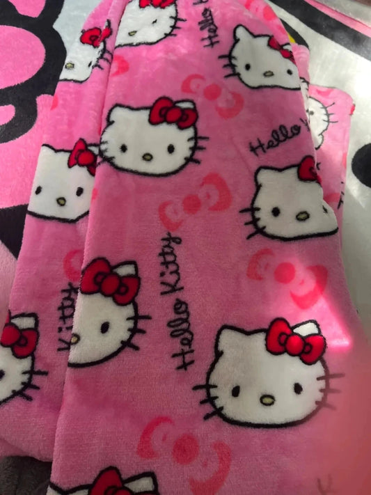 Mandotos Y2K Hello Kitty pajama pants for women featuring cartoon Hello Kitty design, comfortable leisure sleepwear trousers.