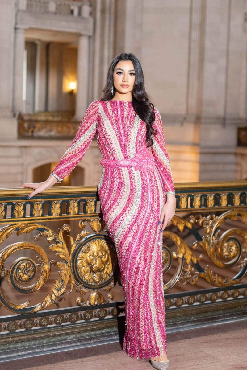 Mariam Long Sleeve Beaded Dress - MANDOTOS INTERNATIONALDresses