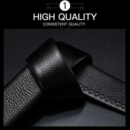 Men Leather Belt Metal Car Automatic Buckle Work Belt High Quality Men 120cm Leather Belt Business - MANDOTOS