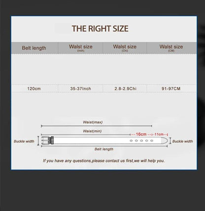 Men Leather Belt Metal Car Automatic Buckle Work Belt High Quality Men 120cm Leather Belt Business - MANDOTOS