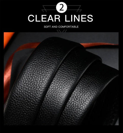 Men Leather Belt Metal Car Automatic Buckle Work Belt High Quality Men 120cm Leather Belt Business - MANDOTOS