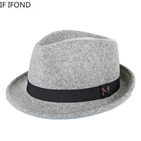 Men Winter Thick Warm Felt Fedora Hats Wool Gentleman Jazz Cap Homburg Male Classical Narrow Brim Top Hat - MANDOTOS INTERNATIONAL