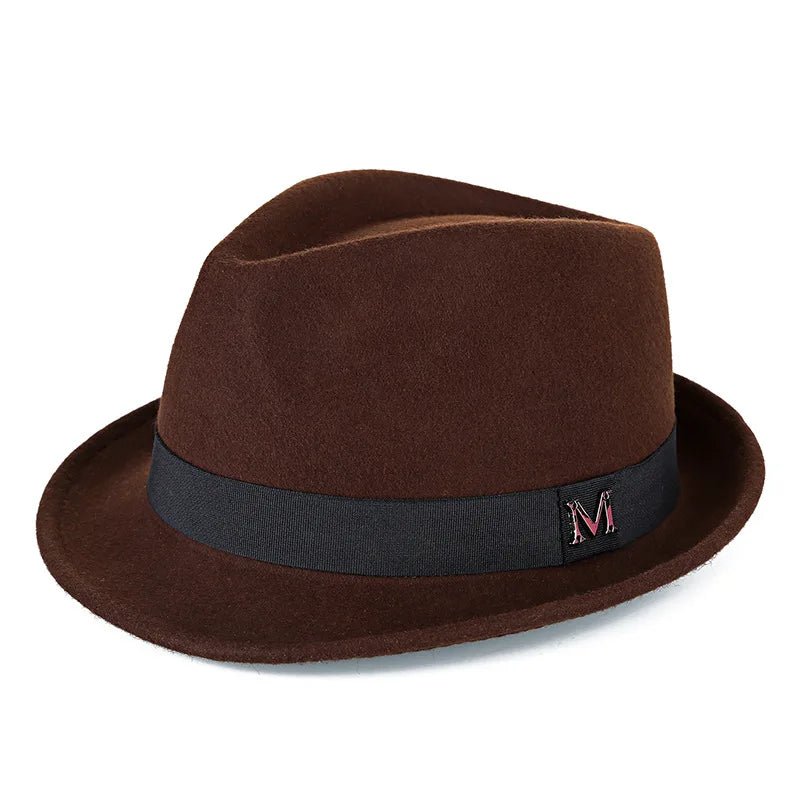 Men Winter Thick Warm Felt Fedora Hats Wool Gentleman Jazz Cap Homburg Male Classical Narrow Brim Top Hat - MANDOTOS INTERNATIONAL